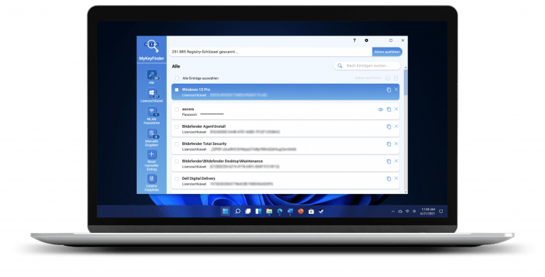 MyKeyFinder_W_Lan Passwort anzeigen und Windows Key auslesen