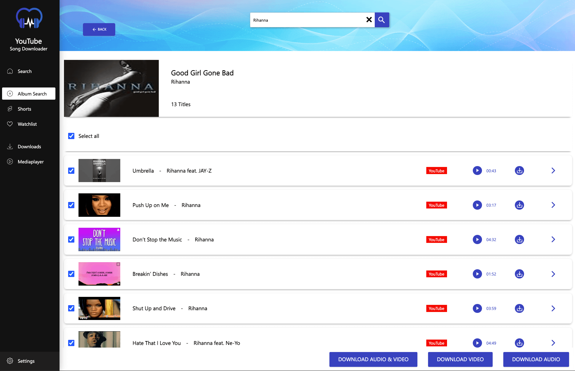 youtube downloaders full ablum download