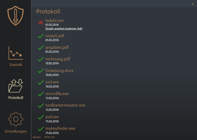 In der praktischen Protokollansicht lassen sich auf einen Blick die letzten Ergebnisse einsehen