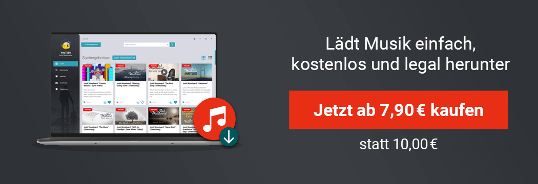 Kaufe YouTube Song Downloader jetzt für nur 7,90 € statt 10,00 €